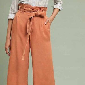 ANTHROPOLOGIE BLYTHE ORANGE WIDE LEG PANTS SZ 4